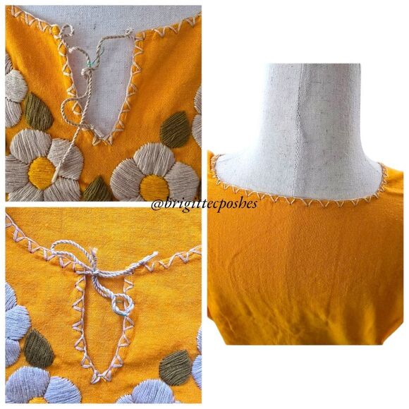 HANDMADE Traditional Embroidered Mexican Blouse - Picture 5 of 12